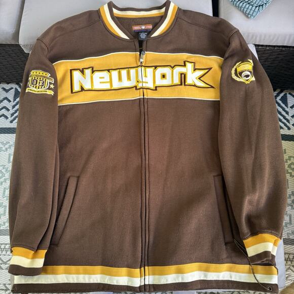 Veezo Wear RARE! Y2K ‘03’ New York Fleece Jacket Excellent Condition! LARGE Brwn - Picture 8 of 11